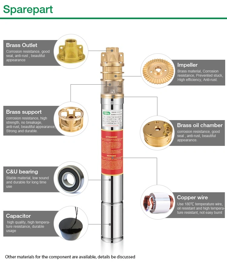 Brass Impeller High Pressure Unit Centrifugal Submersible Pump